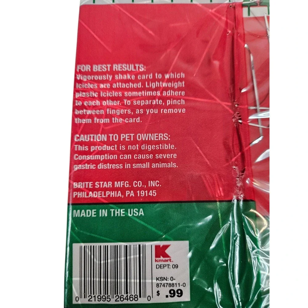 Vintage Brite Star Lot of 2 Christmas Tree Icicles‎ Kmart Holiday Decor New